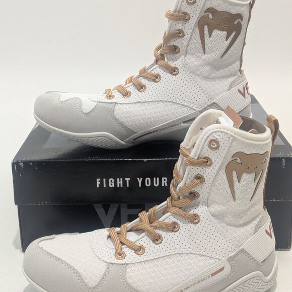 Venum Elite Boxing Shoes White/Gold Size 6 (EU 38) – Mid-Top main image 8